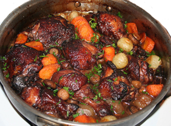 Coq Au Vin -- Chicken Braised in Wine